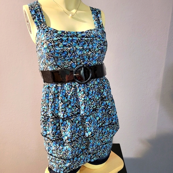 Emerald Sundae Blue Floral Ruffle Tank Top - Picture 2 of 6